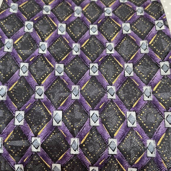Vintage Barrington 100% Silk Geo Print Purple Neck Tie 56x4” - Picture 4 of 4